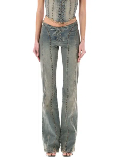 Misbhv Lara Laced Studded Jeans In Blue Sand