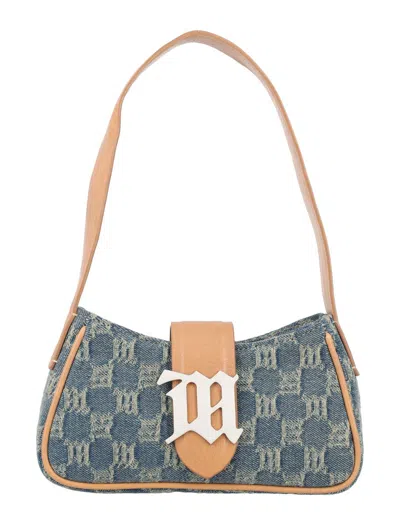 Misbhv Washed Denim Small Shoulder Bag In Denim Beige