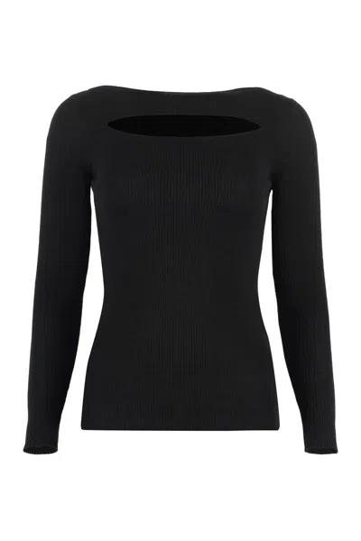 P.a.r.o.s.h . Ribbed Knit Top In Black