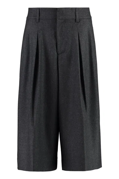 P.a.r.o.s.h Wool Cropped Trousers In Grey
