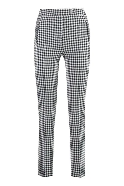 Pt01 Checked Cotton Trousers In Black