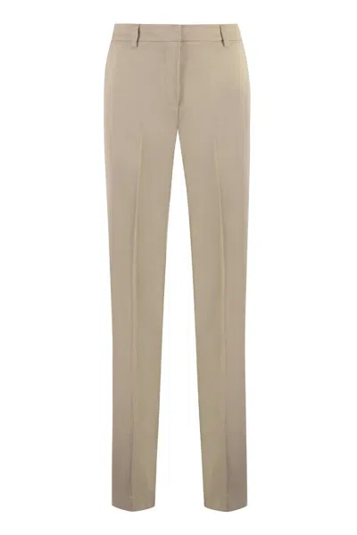 Pt01 Stretch Viscose Trousers In Beige