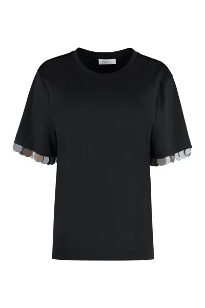 Rabanne Jersey Crepe Embellished T-shirt In Black