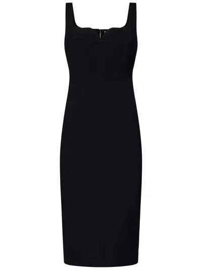 Victoria Beckham Sleeveless Fitted T-shirt Dress Midi Dress In Nero