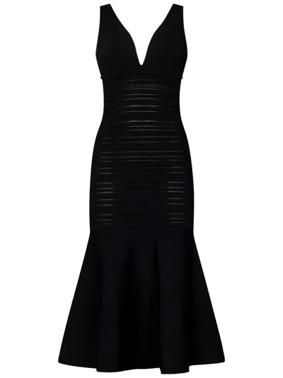 Victoria Beckham Frame Detail Dress Midi Dress In Black