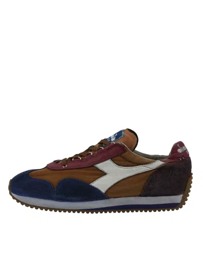 Diadora Brown Equipe H Dirty Stone Leather Trainers In White