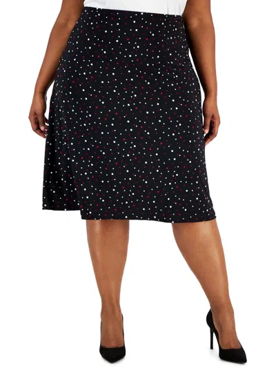 Kasper Plus Womens Polka Dot A-line Midi Skirt In Multi
