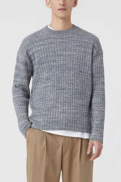 Closed Crew Neck Ribbed Jumper In Ash Grey