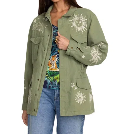 Johnny Was Andromeda Paris Drawstring Army Coat In Tortoise In Green