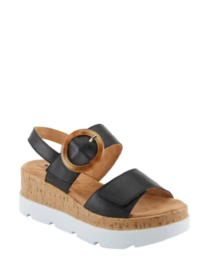 Spring Step Shoes Abarah Wedge Sandals In Black
