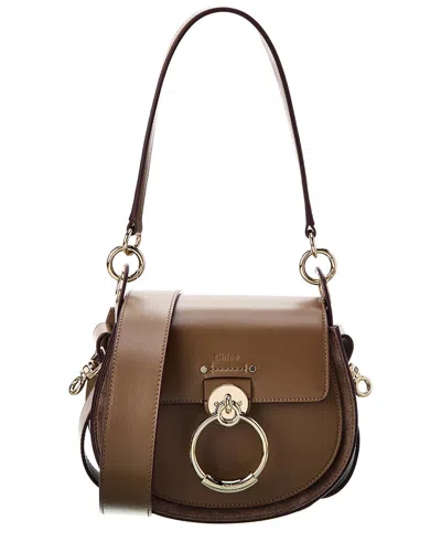 Chloé Tess Small Leather & Suede Shoulder Bag In Brown