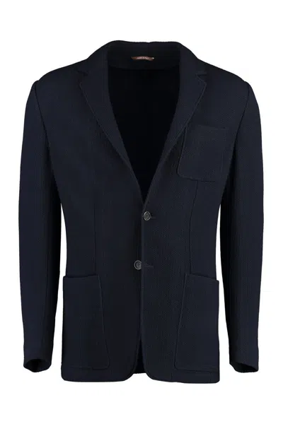 Canali Single-breasted Wool Jacket In Blue