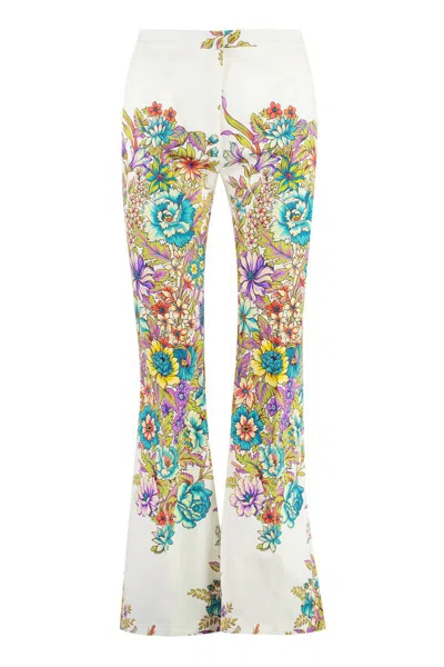 Etro Stretch Cotton Trousers In Ivory