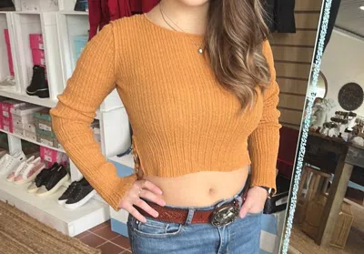 Pol Cropped Long Sleeve Shirt In Caramel In Yellow