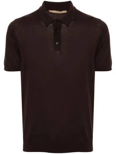 Roberto Collina Short Sleeves Polo Clothing In Brown