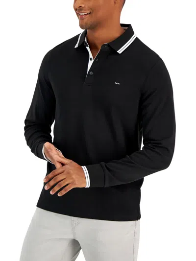 Michael Kors Greenwich Mens Cotton Collared Polo In Black