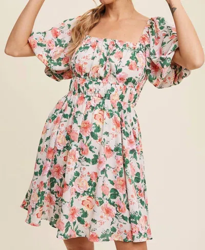 Listicle Bianca Floral Dress In Cream In White