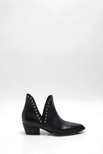 Free People Studded Charm Double V Boot In Black Leather
