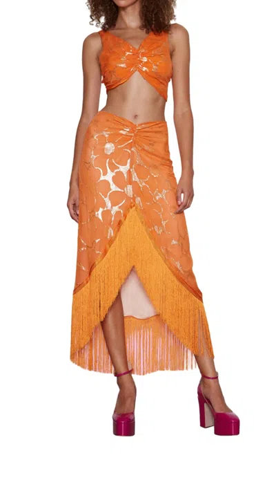 Delfi Collective Nina Skirt In Orange Metallic In Multi