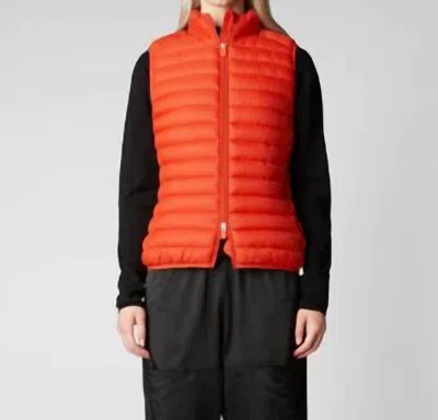 Save The Duck Charlotte Puffer Vest In Poppy Red In Orange