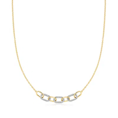 Ross-simons Diamond Paper Clip Link Necklace In 18kt Yellow Gold In Silver
