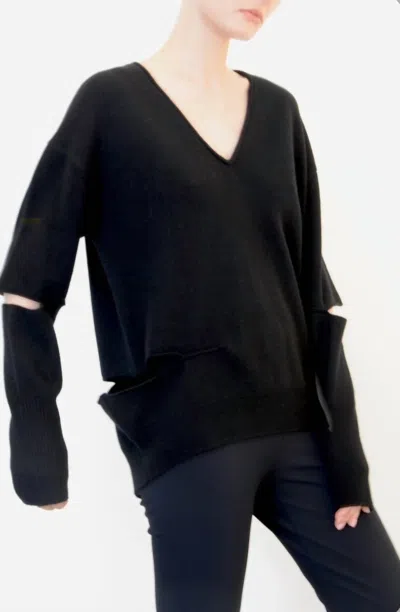 Elaine Kim Weston Cashmere V-neck Sweater In Black