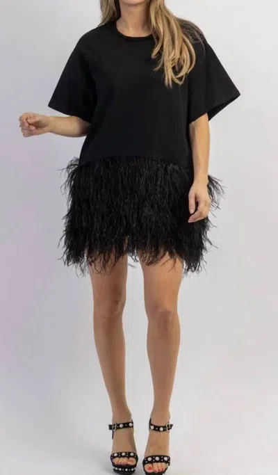 Mable Madonna Feather Trim Dress In Black