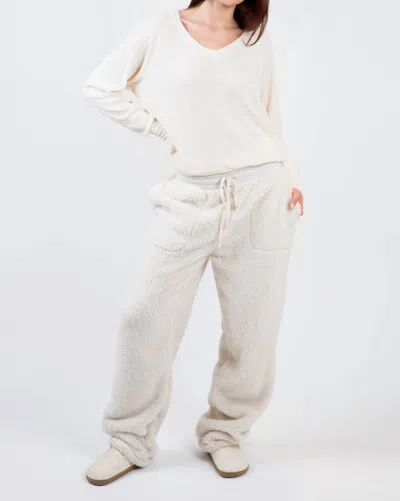 Pj Salvage Let's Get Cozy Pants In Stone In White