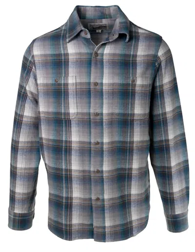 Schott Men's Cotton Flannel Shirt In Grey/turquoise In Multi
