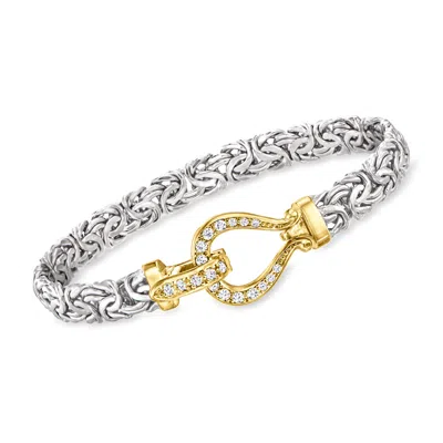Ross-simons Cz Byzantine Bracelet In Sterling Silver And 18kt Gold Over Sterling