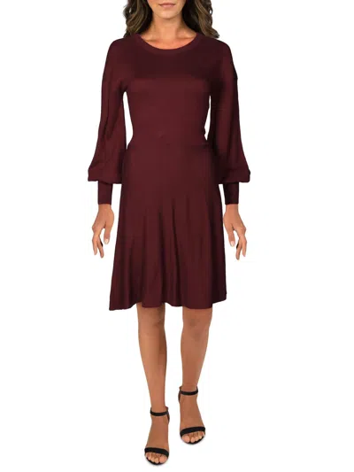 French Connection Womens Long Sleeve Sweater Fit & Flare Dress In Red