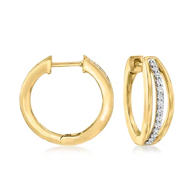 Ross-simons Diamond 3-row Hoop Earrings In 18kt Gold Over Sterling In Silver