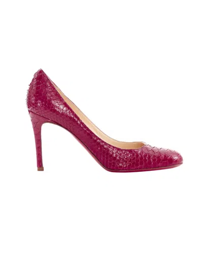 Christian Louboutin Miss Gena 85 Red Glossy Leather Round Toe Pumps In Pink