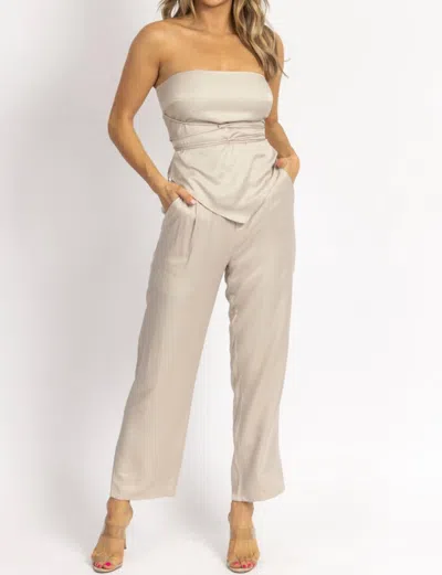 Le Lis Scarf Top + Pleated Pant Set In Stone In Grey