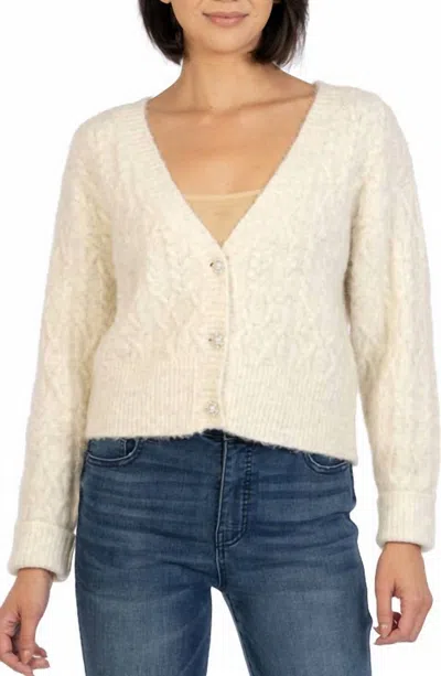Kut From The Kloth Petra Crop Cardigan In Ivory In Multi