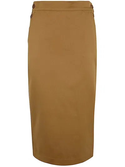Max Mara Antidrop Cotton Skirt Crest Clothing In Brown