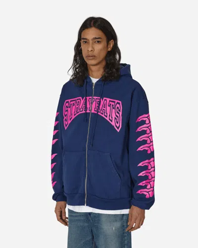 Stray Rats Exo Zip Up Hoodie In Blue