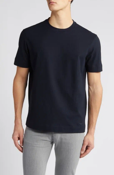 Emporio Armani Tonal Stripe Cotton T-shirt In Navy