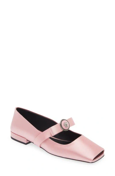Versace Gianni Ribbon Ballerina Shoes In Light Pink