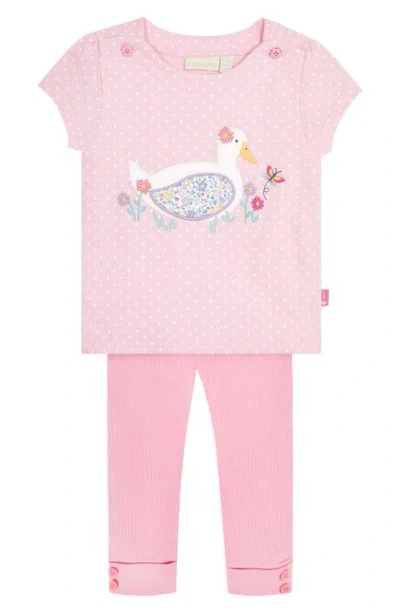 Jojo Maman Bébé Babies' Jojo Maman Bebe Duck Appliqué T-shirt & Leggings Set In Pink