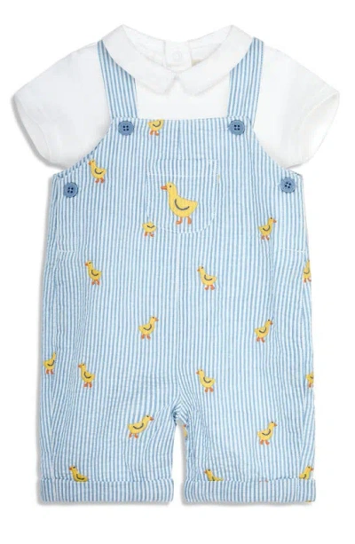 Jojo Maman Bébé Babies' Chicks Embroidered Bodysuit & Dungarees Set In Blue