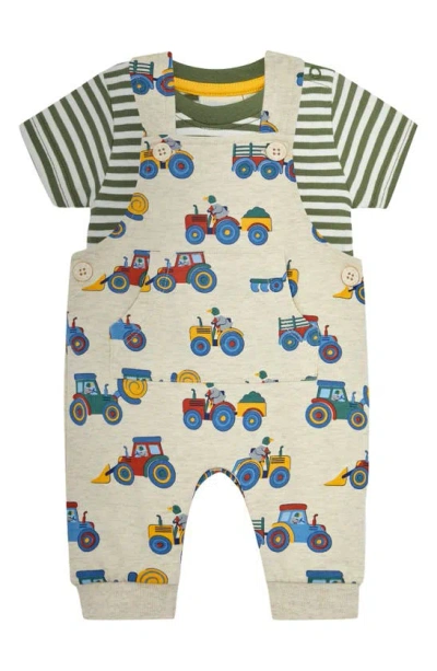Jojo Maman Bébé Babies' Farm Vehicles T-shirt & Overalls Set In Natural