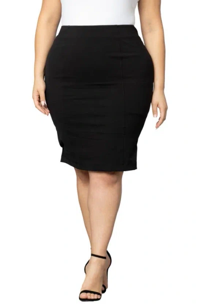 Kiyonna Pencil Skirt In Black Noir