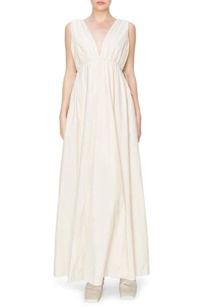 Melloday Ruched Maxi Dress In Beige