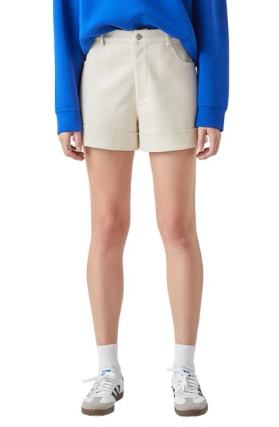 Grey Lab High Waist Faux Leather Shorts In Cream