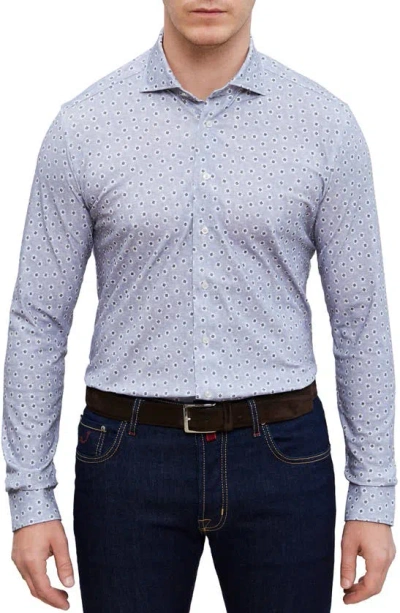 Emanuel Berg 4flex Modern Fit Floral Knit Button-up Shirt In Medium Grey