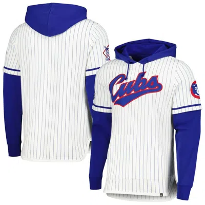47 ' White Chicago Cubs Pinstripe Double Header Pullover Hoodie