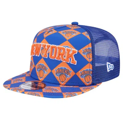 New Era Blue New York Knicks Seeing Diamonds A-frame Trucker 9fifty Snapback Hat