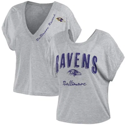 Wear By Erin Andrews Heather Gray Baltimore Ravens Reversible T-shirt