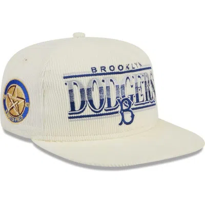 New Era Cream Brooklyn Dodgers Throwback Bar Golfer Corduroy Snapback Hat